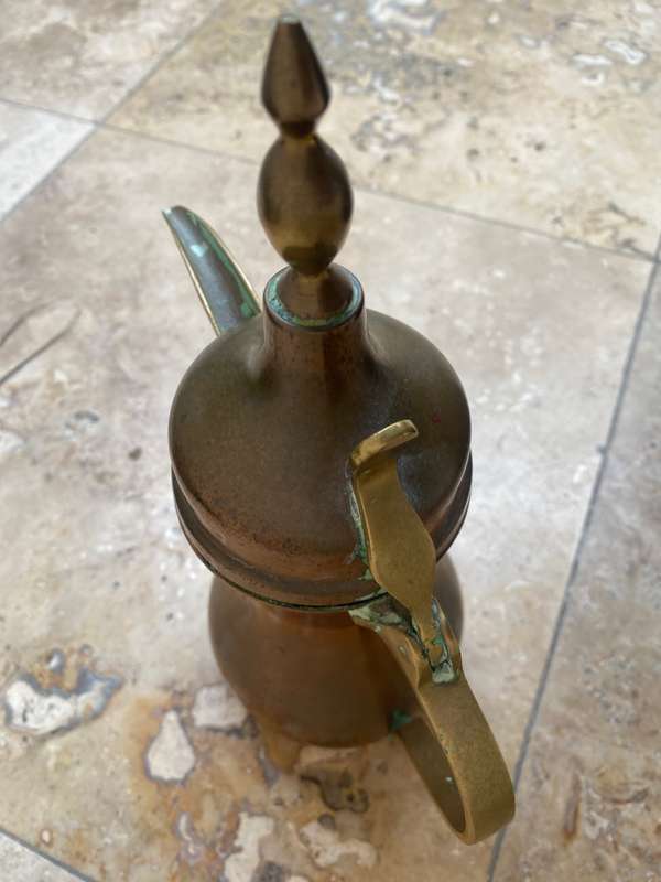 Antique Dallah copper coffee pot Arabic large
