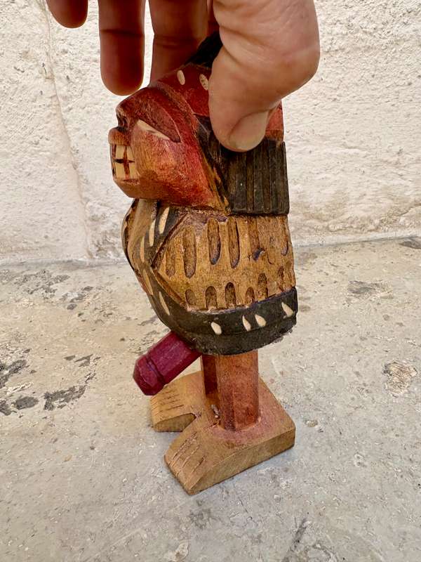 Hand crafted wooden indian totem figure flasher made in Chile , adult warning