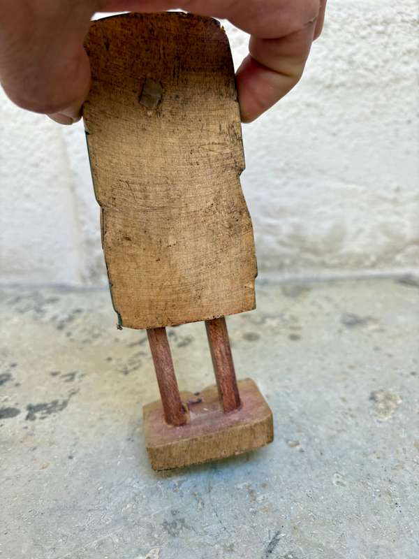 Hand crafted wooden indian totem figure flasher made in Chile , adult warning