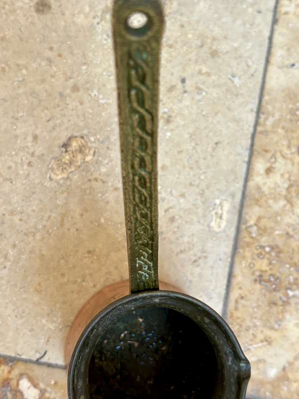 vintage copper  Arabic turkish coffee pot kettle ladle pourer briki ibrik