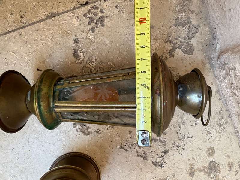 Vintage brass candle lantern pair