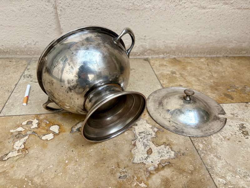 Vintage tureen pot silver plate on copper