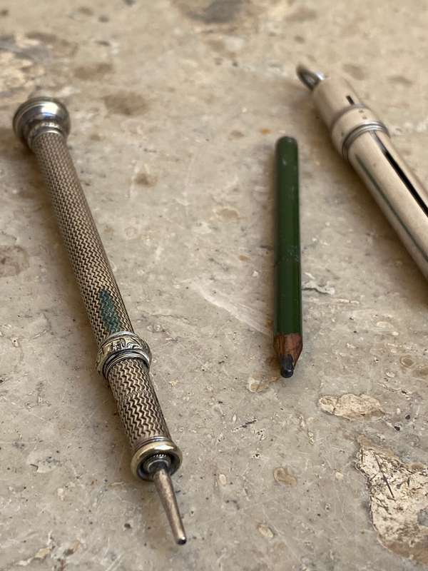 Vintage Samson Mordan sterling silver pencil holder , + antique mechanical propelling  pencil pair