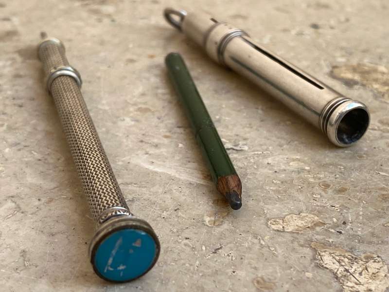 Vintage Samson Mordan sterling silver pencil holder , + antique mechanical propelling  pencil pair