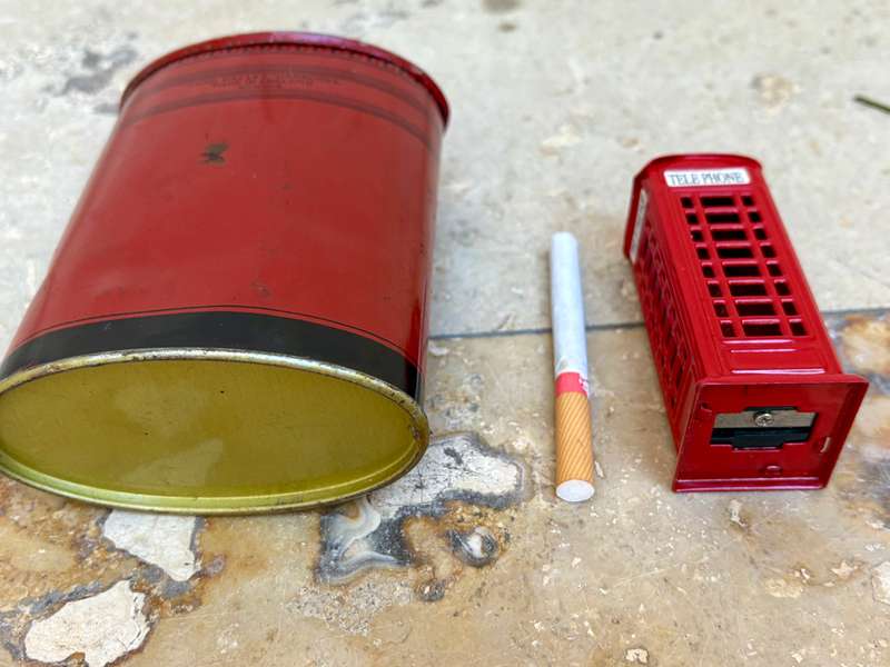 London telephone booth pencil sharpener die cast , with post box money box pair