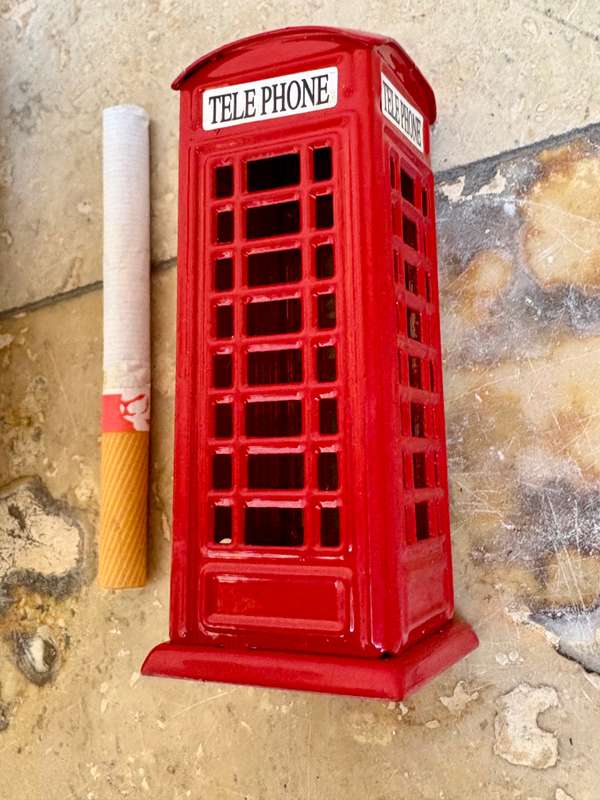 London telephone booth pencil sharpener die cast , with post box money box pair