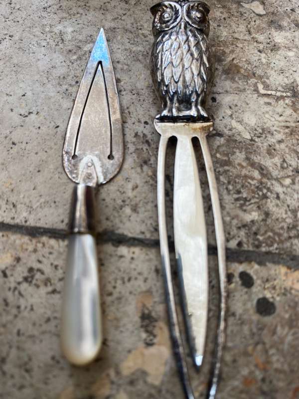 Sterling silver bookmark pair  trowel & owl 925 pair