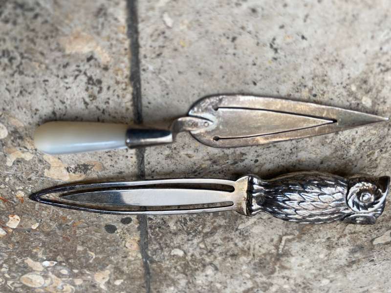 Sterling silver bookmark pair  trowel & owl 925 pair