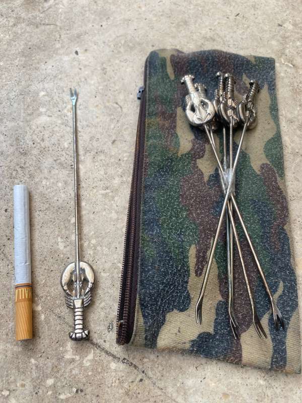 Olive snack fork set of 6 lobster handle non magnetic
