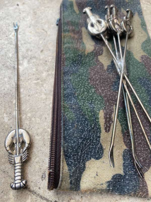 Olive snack fork set of 6 lobster handle non magnetic