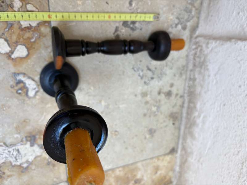 Vintage wood candlestick holder pair treen Blackwood