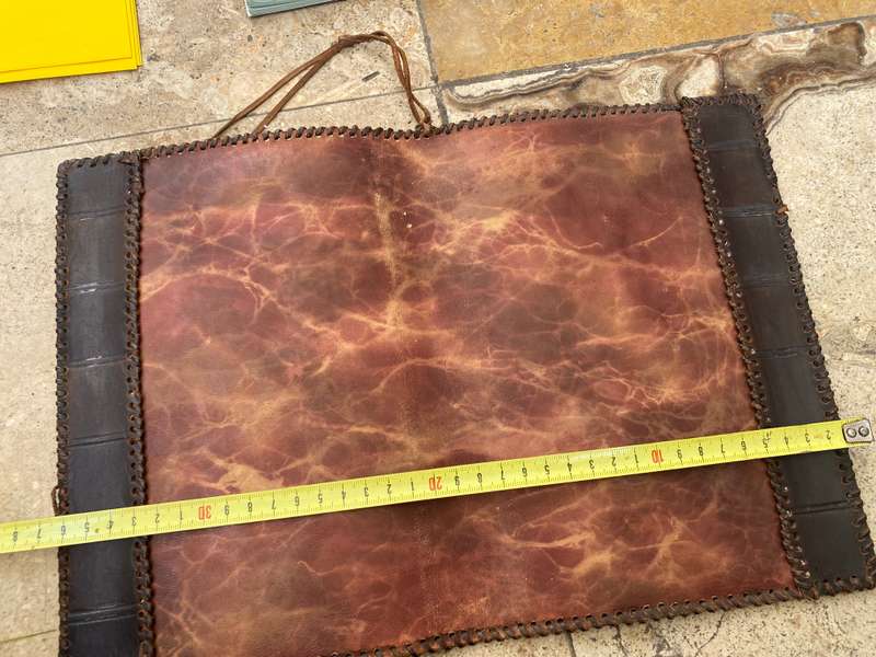 Vintage leather journal cover with Croxley Cambric writing paper and envelopes