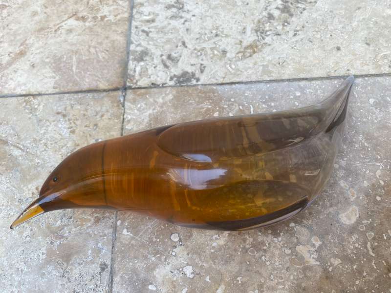Murano glass bird large size amber