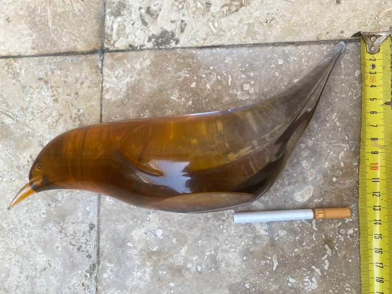Murano glass bird large size amber
