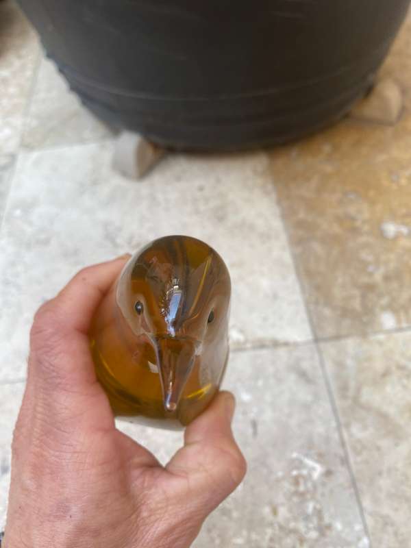 Murano glass bird large size amber
