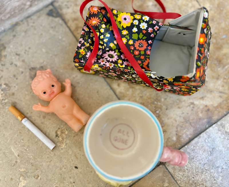 Vintage baby porcelain coffee mug Inarco ,  small kewpie doll Hong Kong pvc lot