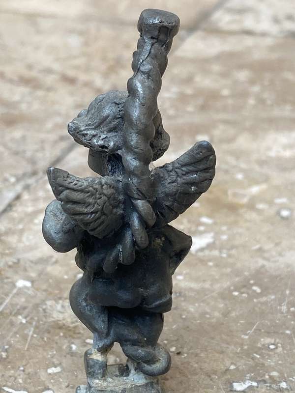 Vintage 3 angels cherubs fairies  Pewter tea light candle holder pair Taiwan
