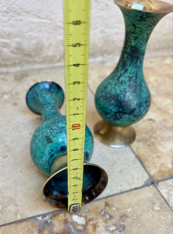 Vintage  bronze bud vase pair
