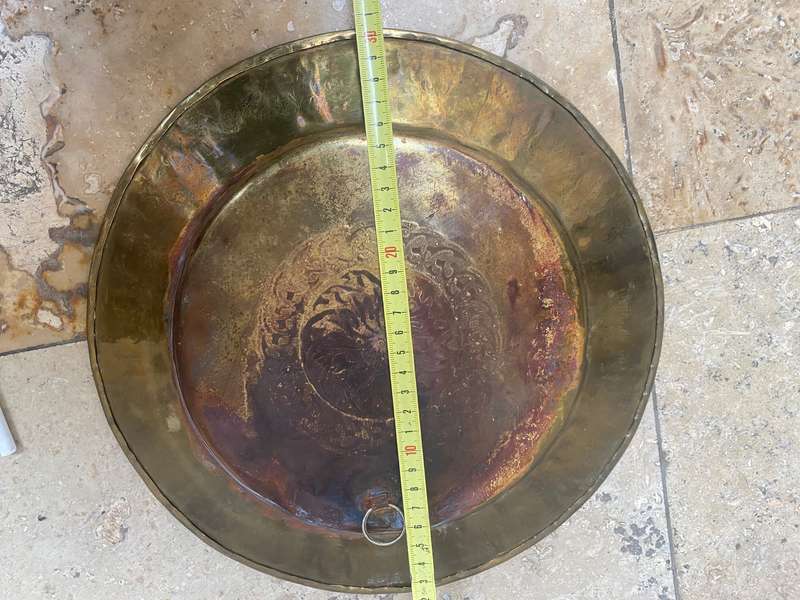 Antique Middle East hand made ornate brass wall plate