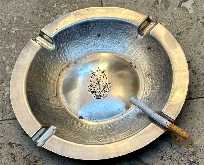 rare Rhodesian African Rifles silver plate  ashtray