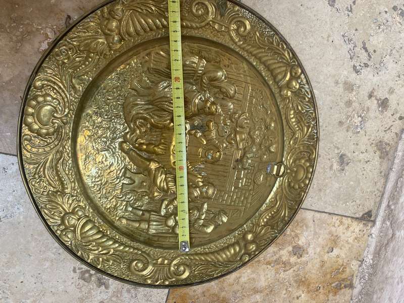 Embossed brass wall plaque 36cm