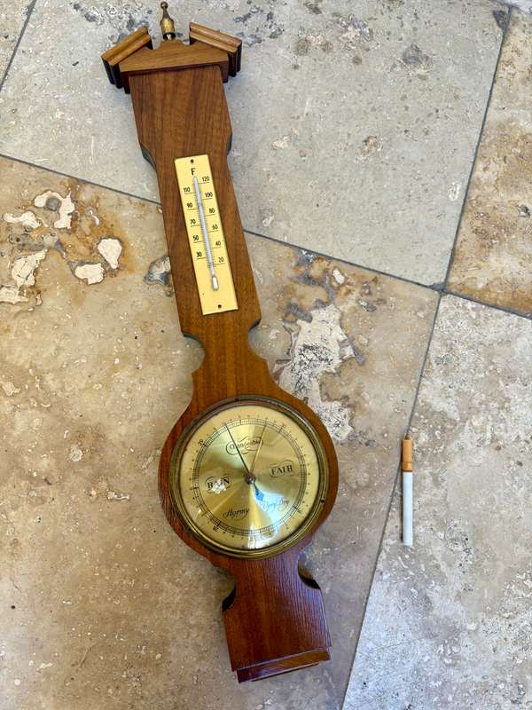 Vintage German wooden barometer hygrometer