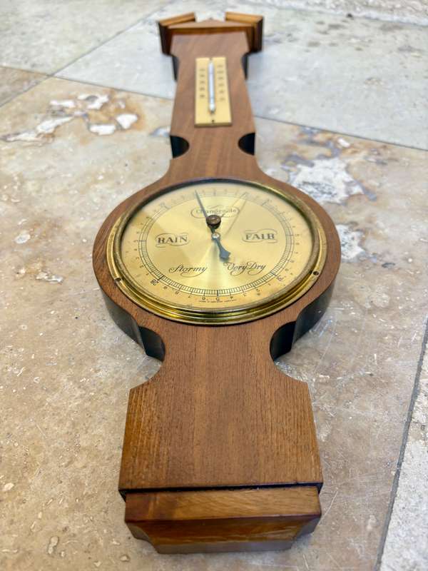 Vintage German wooden barometer hygrometer