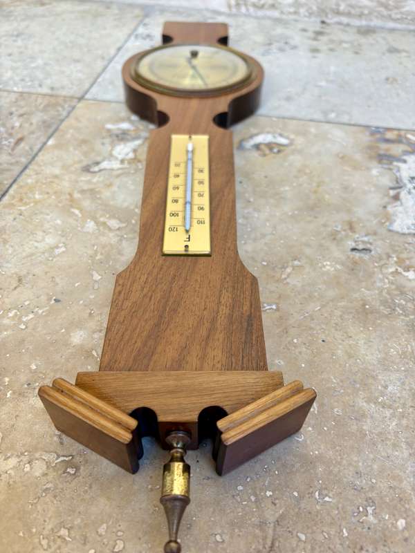 Vintage German wooden barometer hygrometer