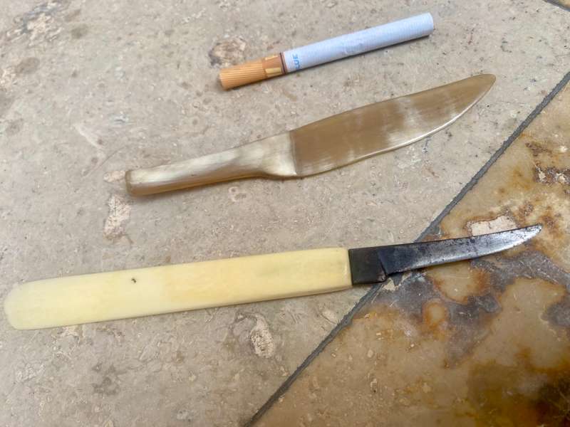 Antique surgical scalpel knife and scraper pair