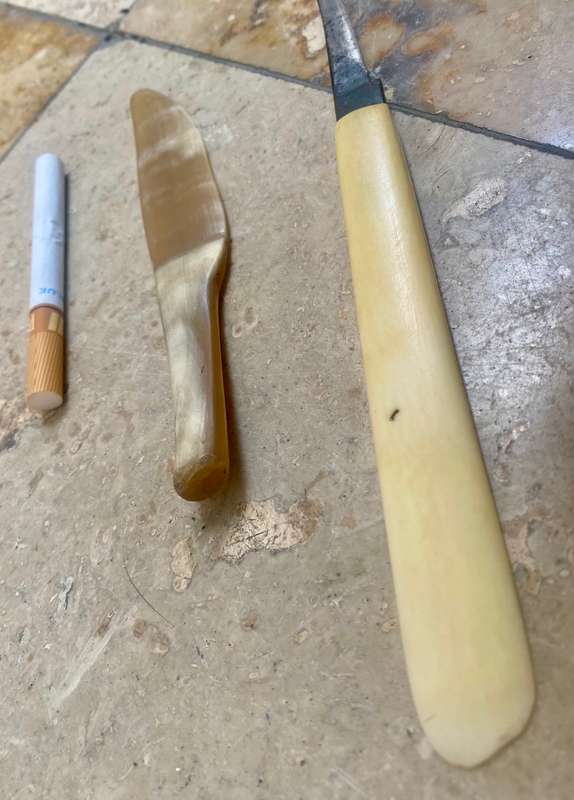 Antique surgical scalpel knife and scraper pair