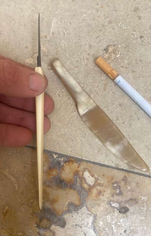 Antique surgical scalpel knife and scraper pair