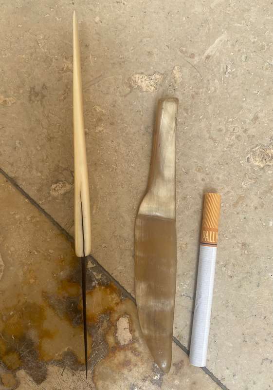 Antique surgical scalpel knife and scraper pair