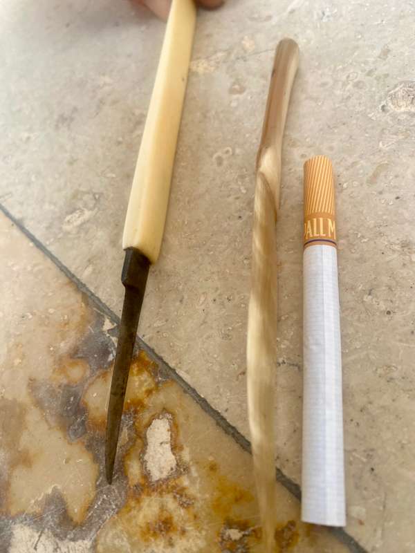 Antique surgical scalpel knife and scraper pair