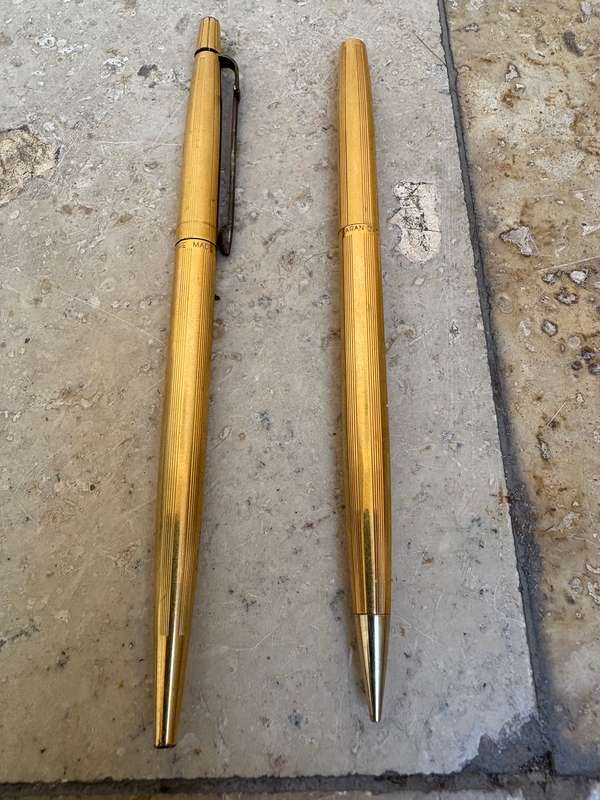 Vintage CARAN D'ACHE MADISON BALLPOINT PEN AND PENCIL WITH PINSTRIPE detail , sold as spares tlc