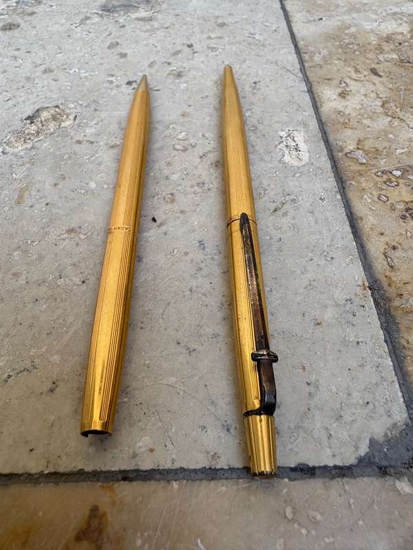 Vintage CARAN D'ACHE MADISON BALLPOINT PEN AND PENCIL WITH PINSTRIPE detail , sold as spares tlc