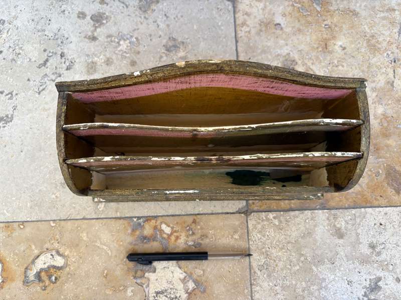 Vintage ornate gilt Italian letter rack holder hand painted