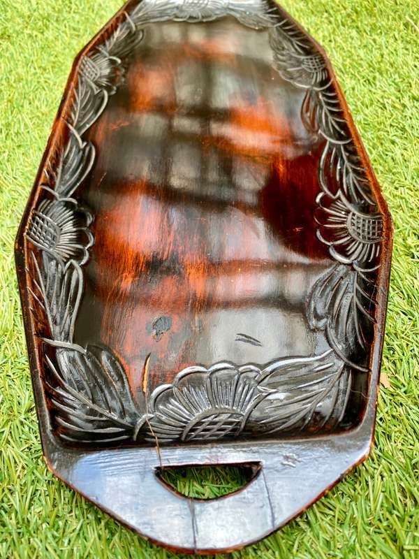 Vintage Carved Maori New Zealand Oceania wooden platter