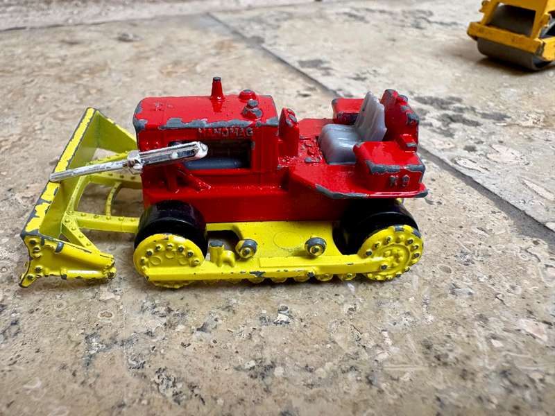 Majorette hanomag , street roller , and matchbox super fast tractor shovel diecast car lot