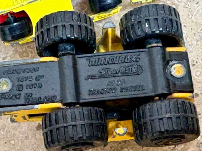 Majorette hanomag , street roller , and matchbox super fast tractor shovel diecast car lot