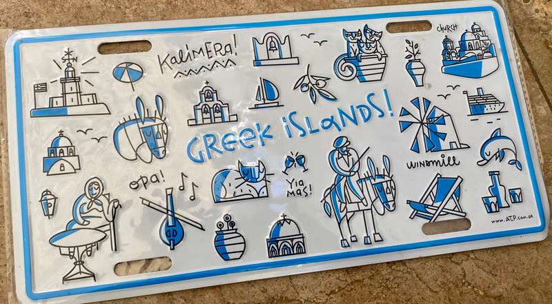 Greek islands aluminium plate , Greece decor man cave