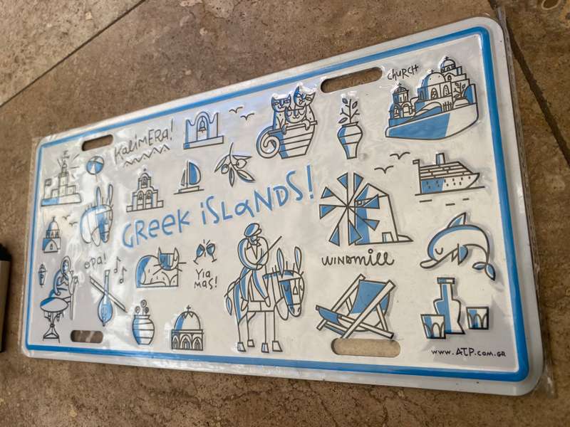 Greek islands aluminium plate , Greece decor man cave