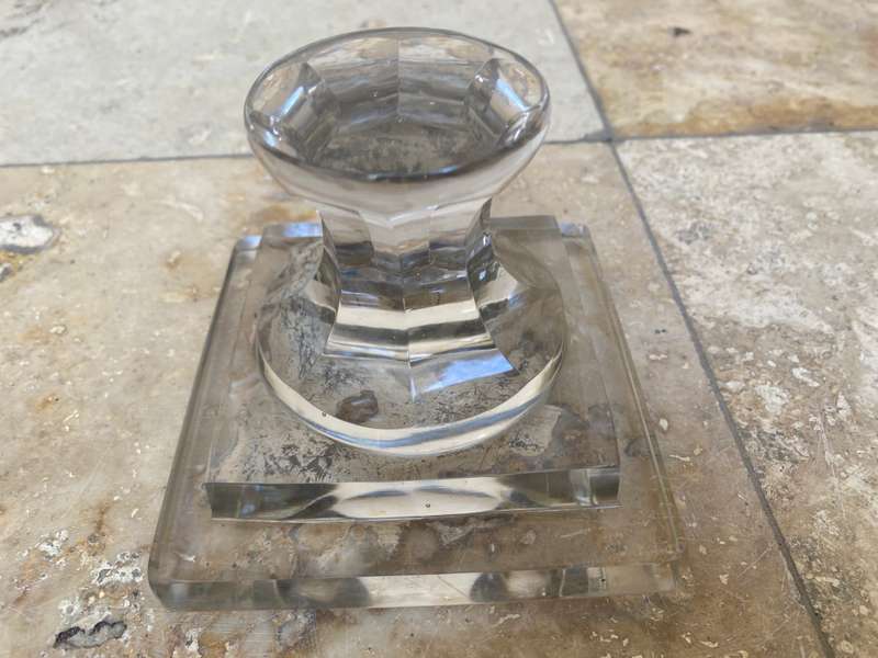 Vintage cut glass paperweight pedestal