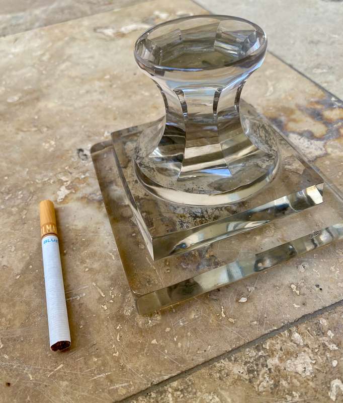 Vintage cut glass paperweight pedestal