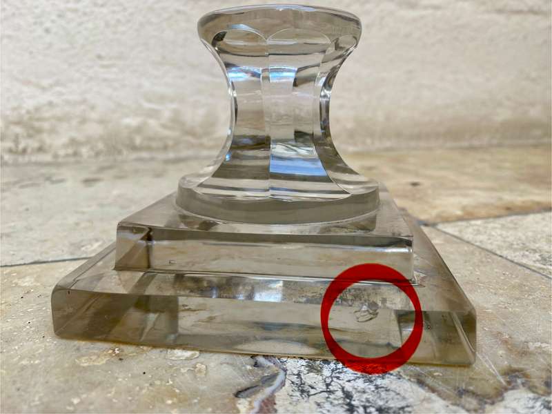 Vintage cut glass paperweight pedestal