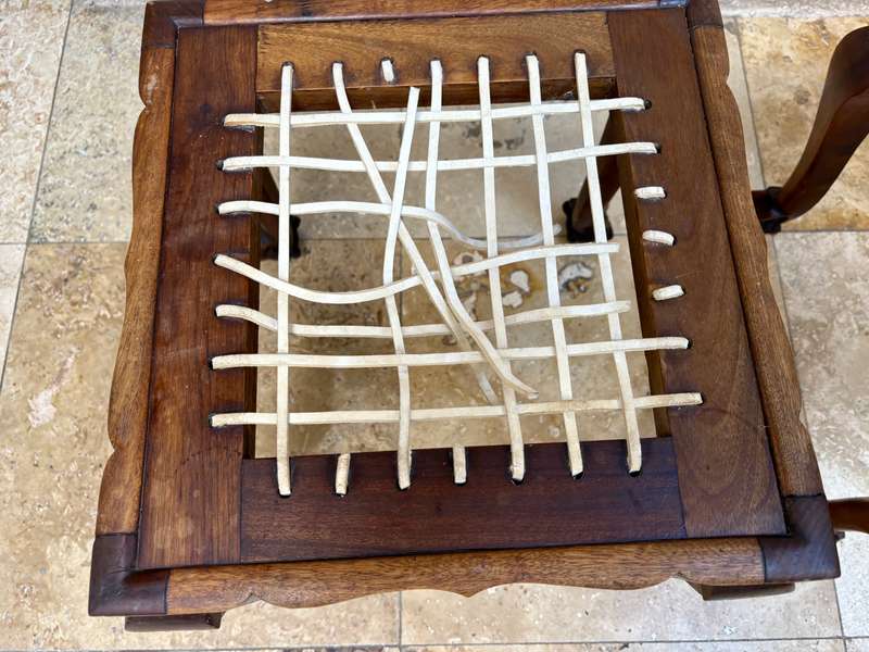 Vintage Riempie stool , chair , luggage rack pair tlc