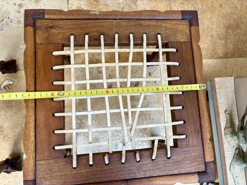 Vintage Riempie stool , chair , luggage rack pair tlc