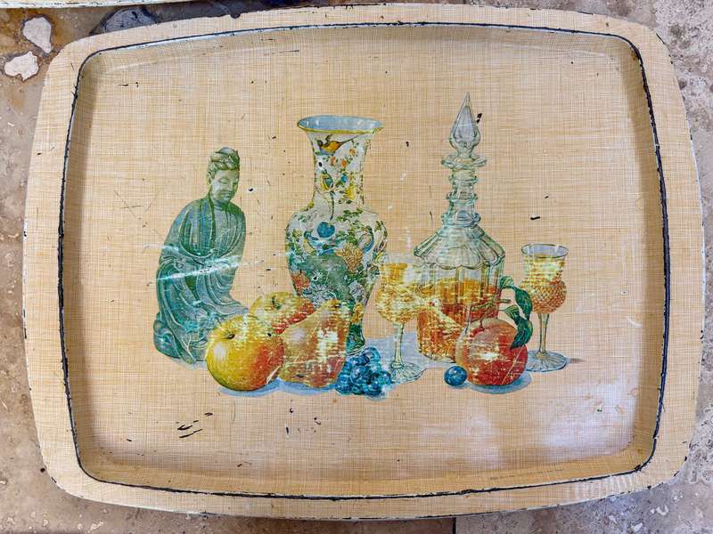 Vintage set of metal trays serving trays x 3