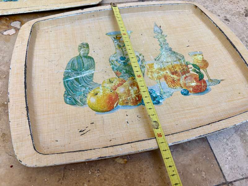 Vintage set of metal trays serving trays x 3