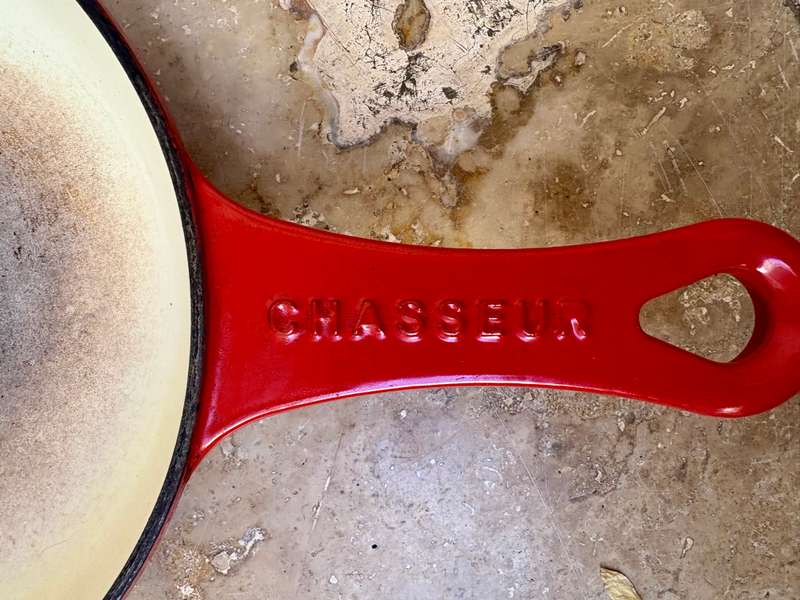 Chasseur French  enamel pan 22 cm, discoloured