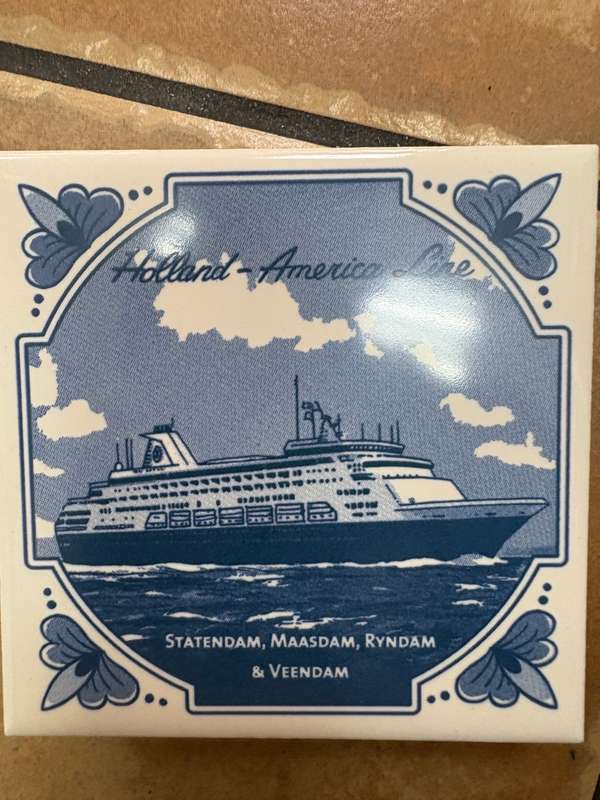 Blue Delft - Holland America Line - Ceramic Coaster/Tiles Cork backed set of 3